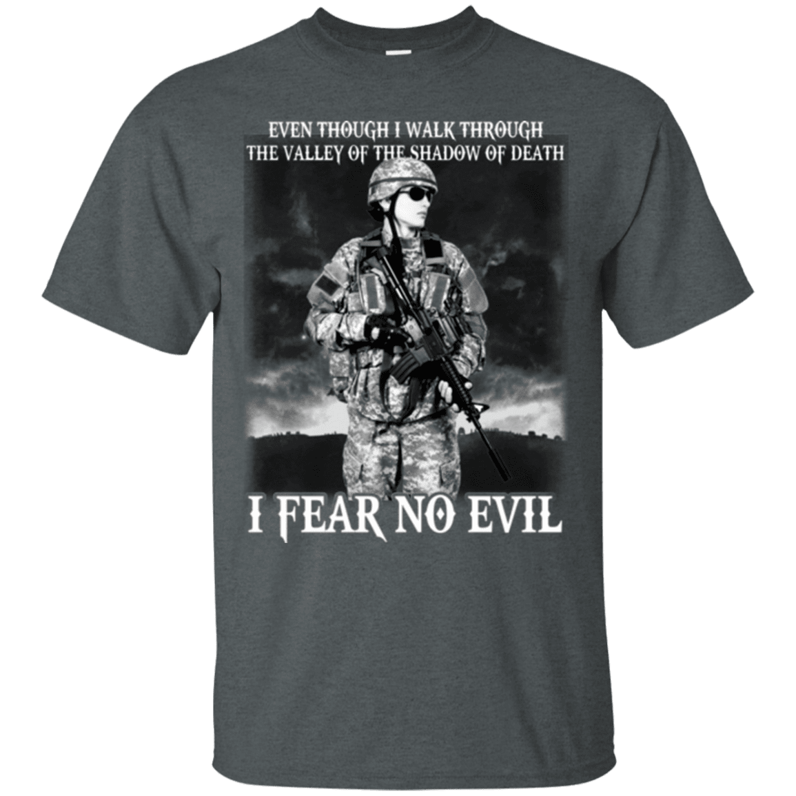 Military T-Shirt "I Fear No Evil Female Veteran Design On" Front-TShirt-General-Veterans Nation