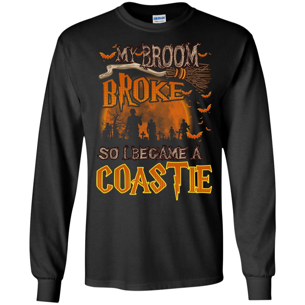 My Broom Broke So I Became A Coastie US Coast Guard Men T Shirt On Front-TShirt-USCG-Veterans Nation