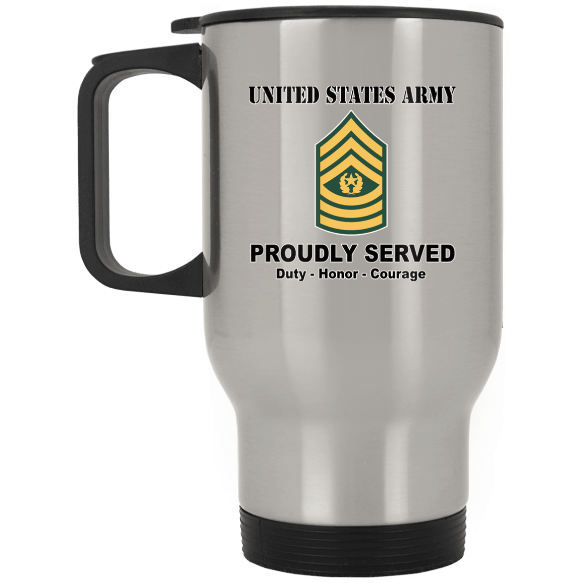 US Army E-9 Command Sergeant Major E9 CSM Noncommissioned Officer Ranks White Coffee Mug - Stainless Travel Mug-Mug-Army-Ranks-Veterans Nation