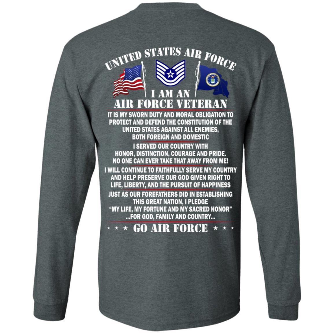 US Air Force E-6 Technical Sergeant TSgt E6 Noncommissioned Officer Ranks AF Rank - Go Air Force T-Shirt On Back-TShirt-USAF-Veterans Nation