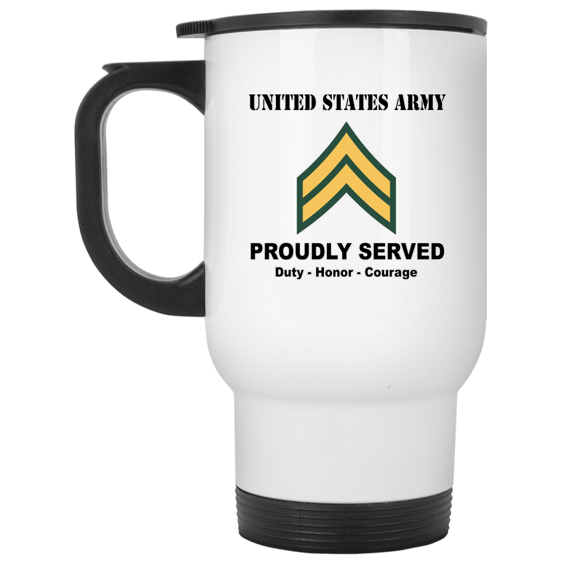 US Army E-4 Corporal E4 CPL Noncommissioned Officer Ranks White Coffee Mug - Stainless Travel Mug-Mug-Army-Ranks-Veterans Nation