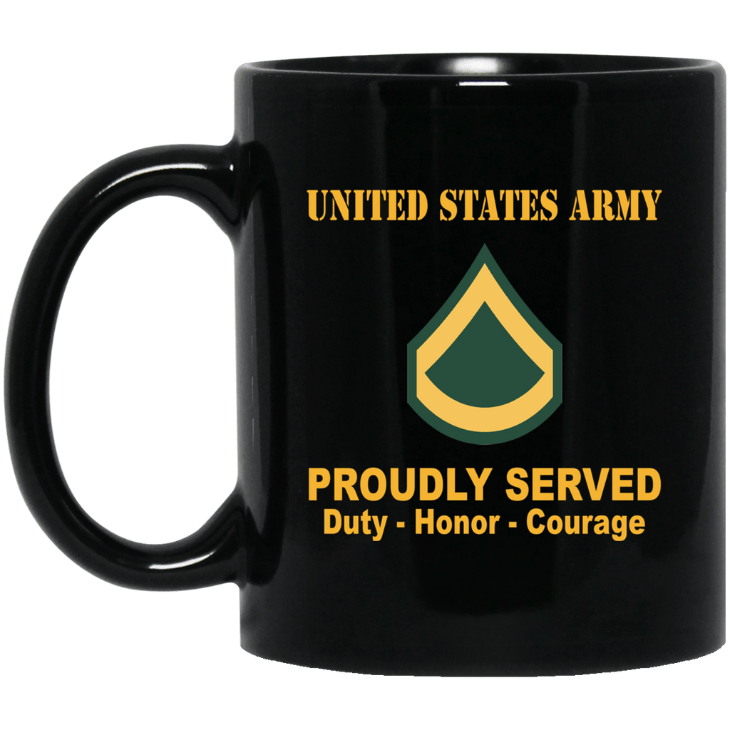 US Army E-3 PFC E3 Private First Class Ranks Proudly Served Black Mug Black Mug-Mug-Army-Ranks-Veterans Nation