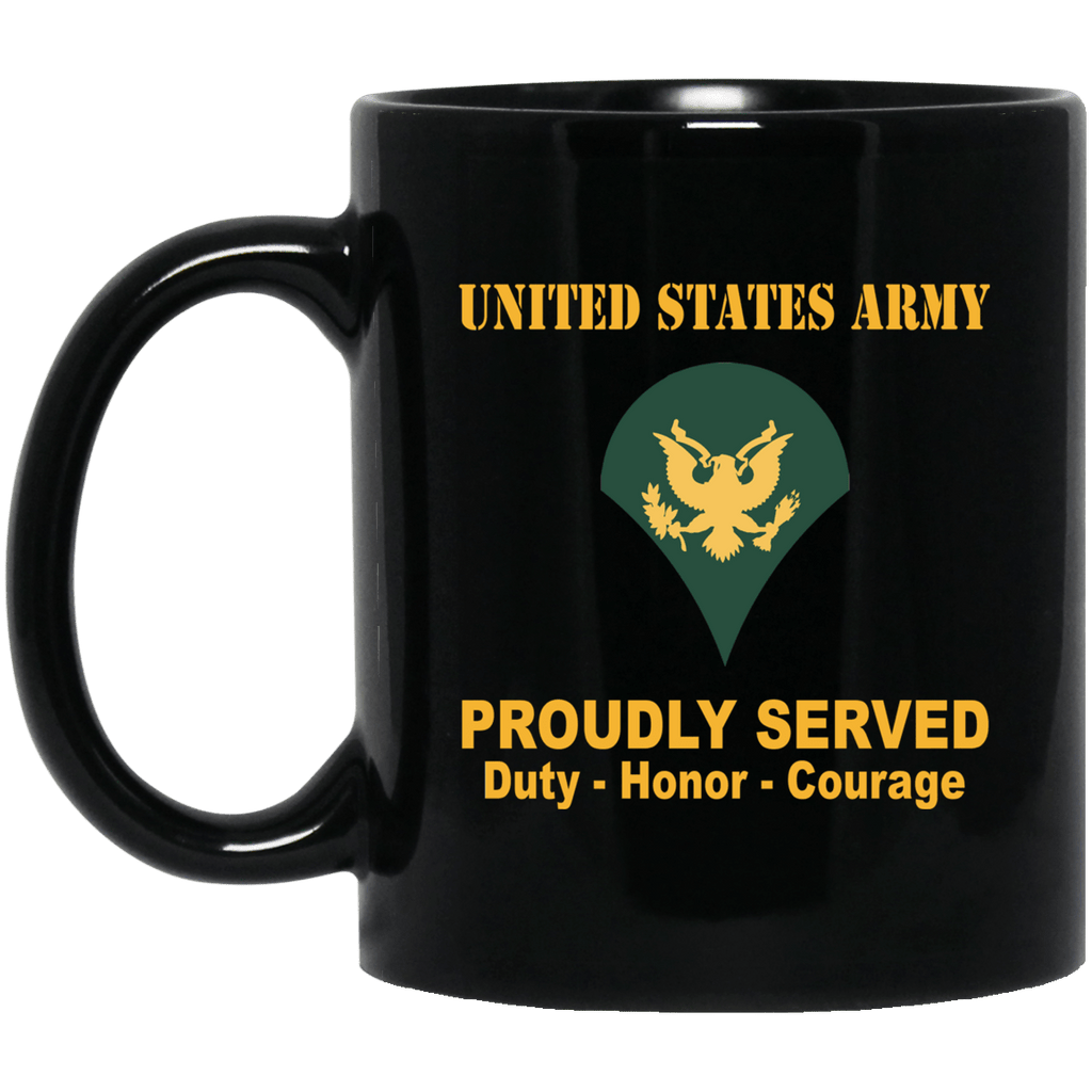 US Army E-4 SPC E4 Specialist Ranks Proudly Served Black Mug Black Mug-Mug-Army-Ranks-Veterans Nation