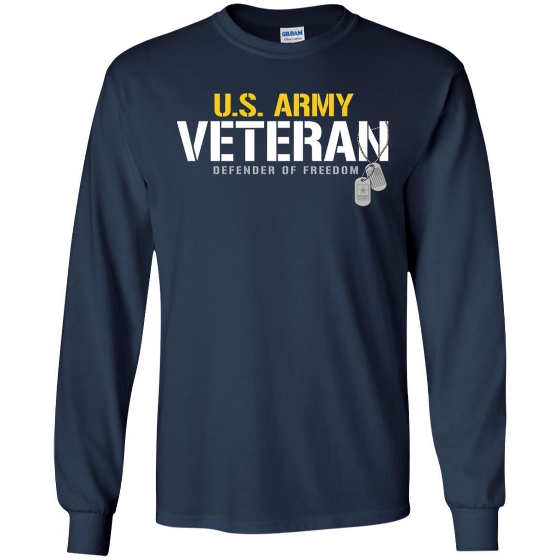 US Army T-Shirt "Veteran Defender Of Freedom" On Front-TShirt-Army-Veterans Nation