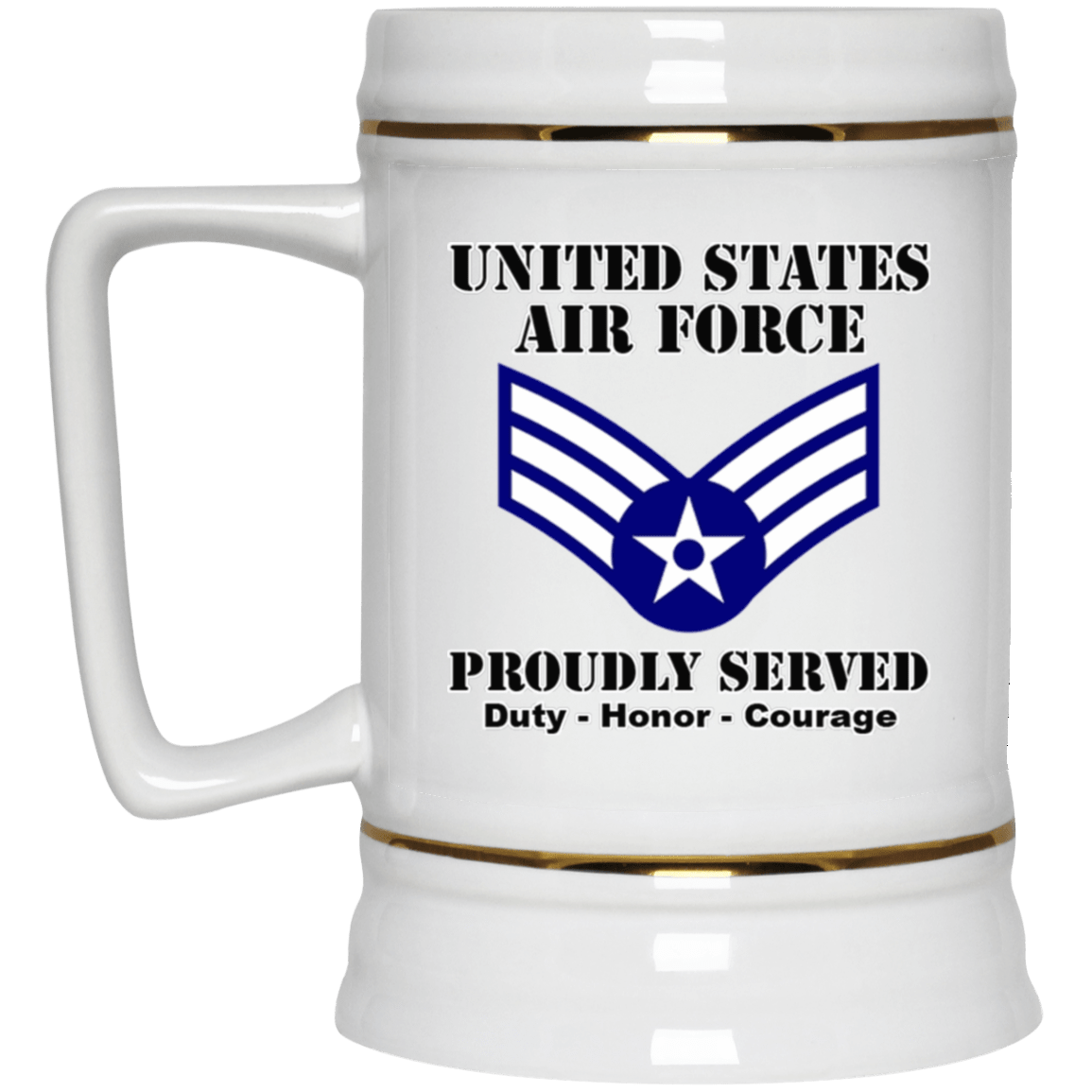 US Air Force E-4 Senior Airman SrA E4 Enlisted Airman Ranks White Coffee Mug - Stainless Travel Mug-Mug-USAF-Ranks-Veterans Nation