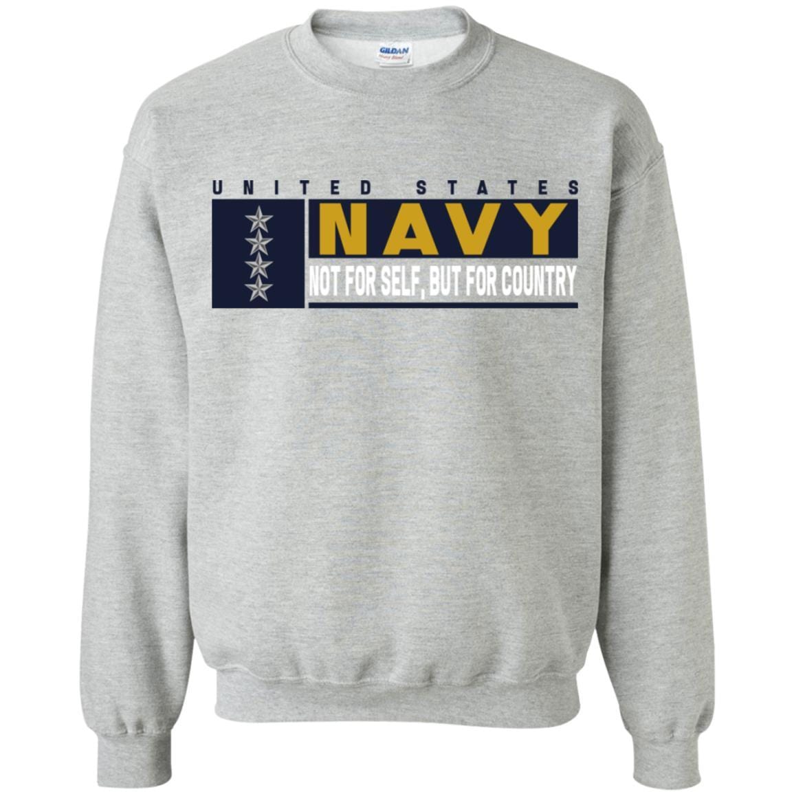 US Navy O-10 Admiral O10 ADM Not For Self, But For Country Long Sleeve - Pullover Hoodie-TShirt-Navy-Veterans Nation