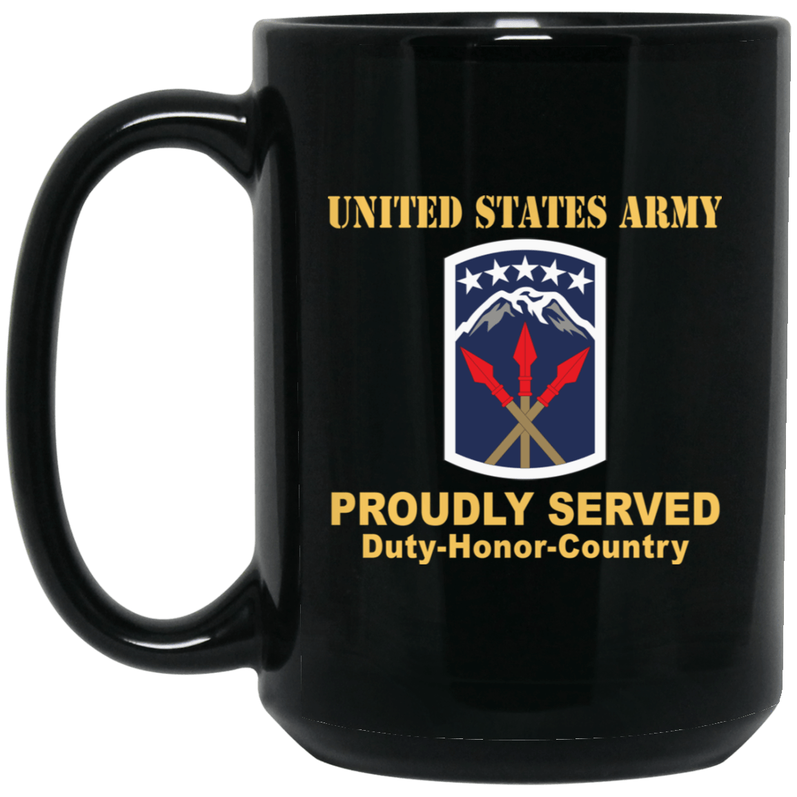 US ARMY 593 SUSTAINMENT BRIGADE- 11 oz - 15 oz Black Mug-Mug-Army-CSIB-Veterans Nation