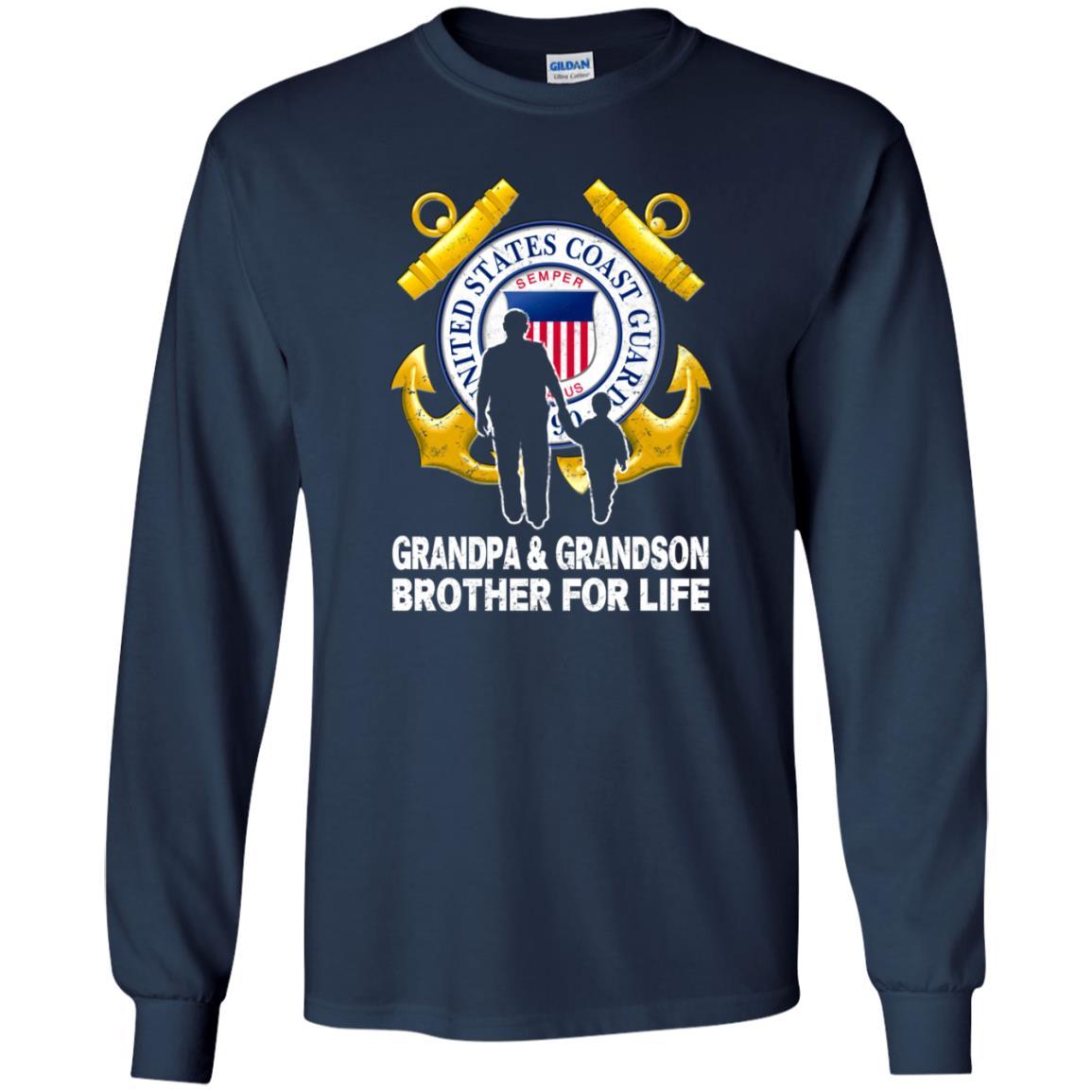 COAST GUARD GRANDPA AND GRANDDAUGHTER ( GRANDSON ) BROTHER FOR LIFE T-Shirt On Front-TShirt-USCG-Veterans Nation