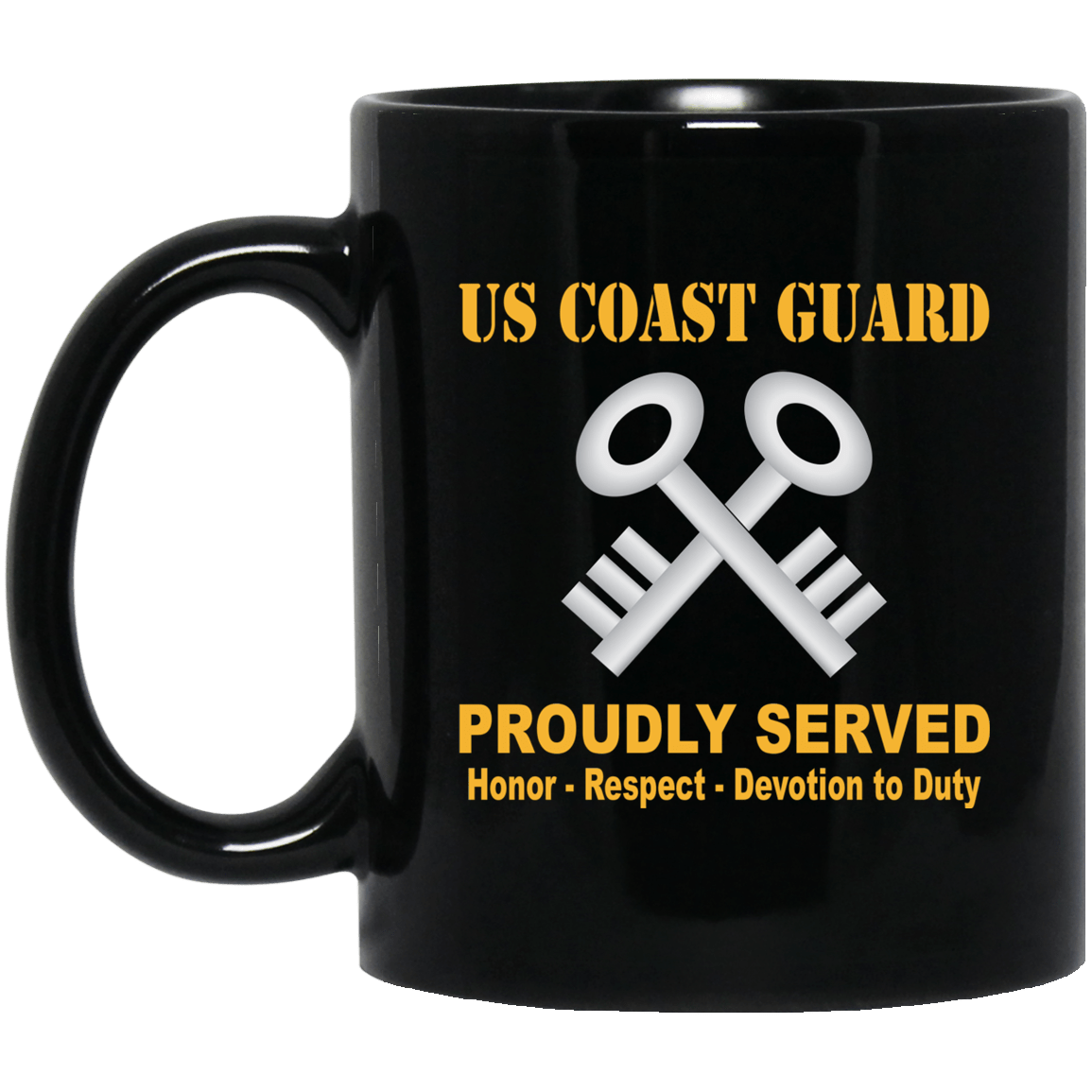 US Coast Guard Storekeeper SK Logo Proudly Served Black Mug 11 oz - 15 oz-Mug-USCG-Rate-Veterans Nation