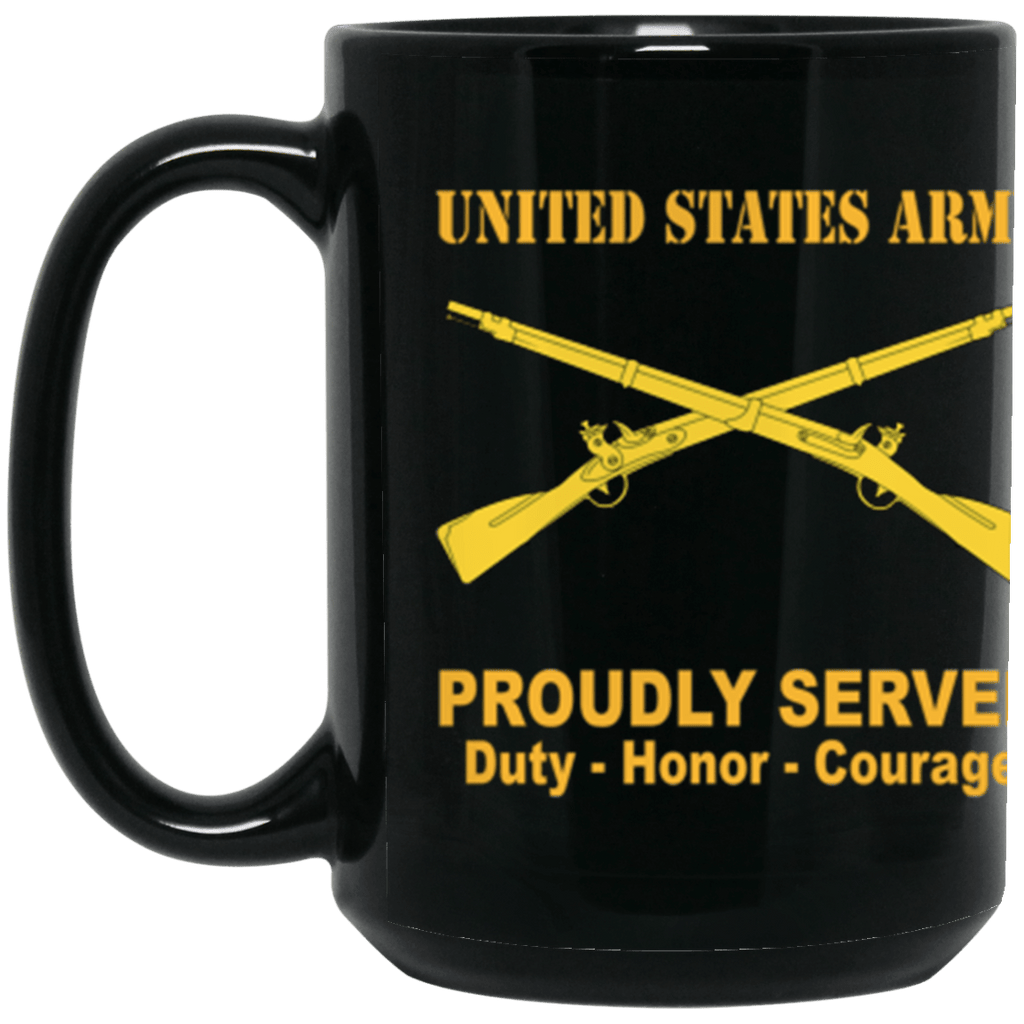 US Army Infantry Proudly Served Core Values 15 oz. Black Mug-Drinkware-Veterans Nation