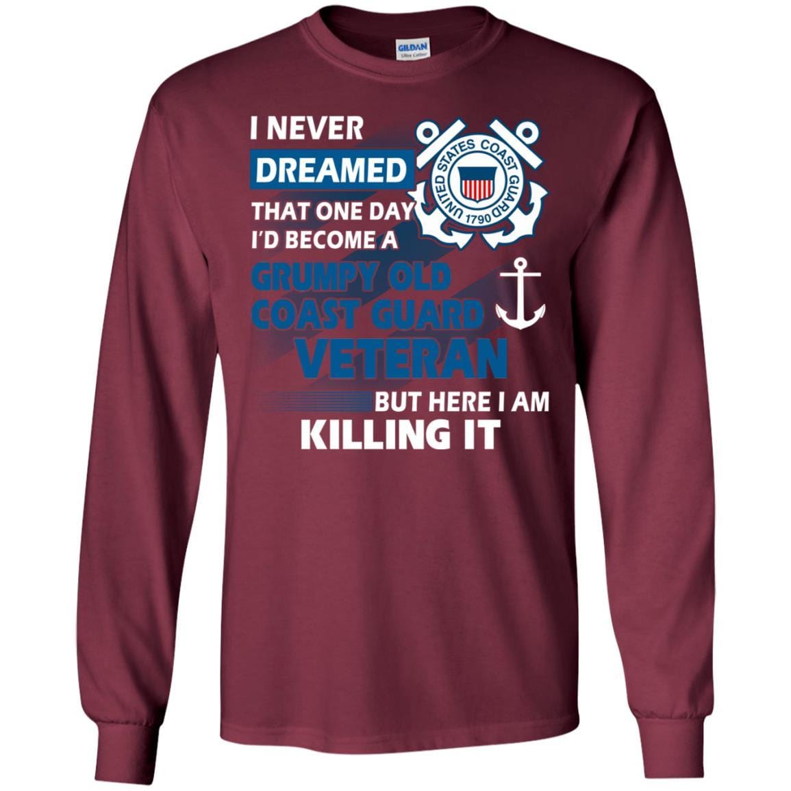 US Coast Guard Grumpy Old Veteran T-Shirt On Front-TShirt-USCG-Veterans Nation