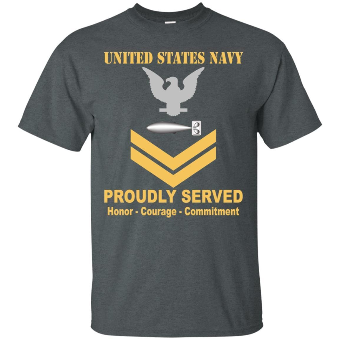 U.S Navy Torpedoman's mate Navy TM E-5 Rating Badges Proudly Served T-Shirt For Men On Front-TShirt-Navy-Veterans Nation