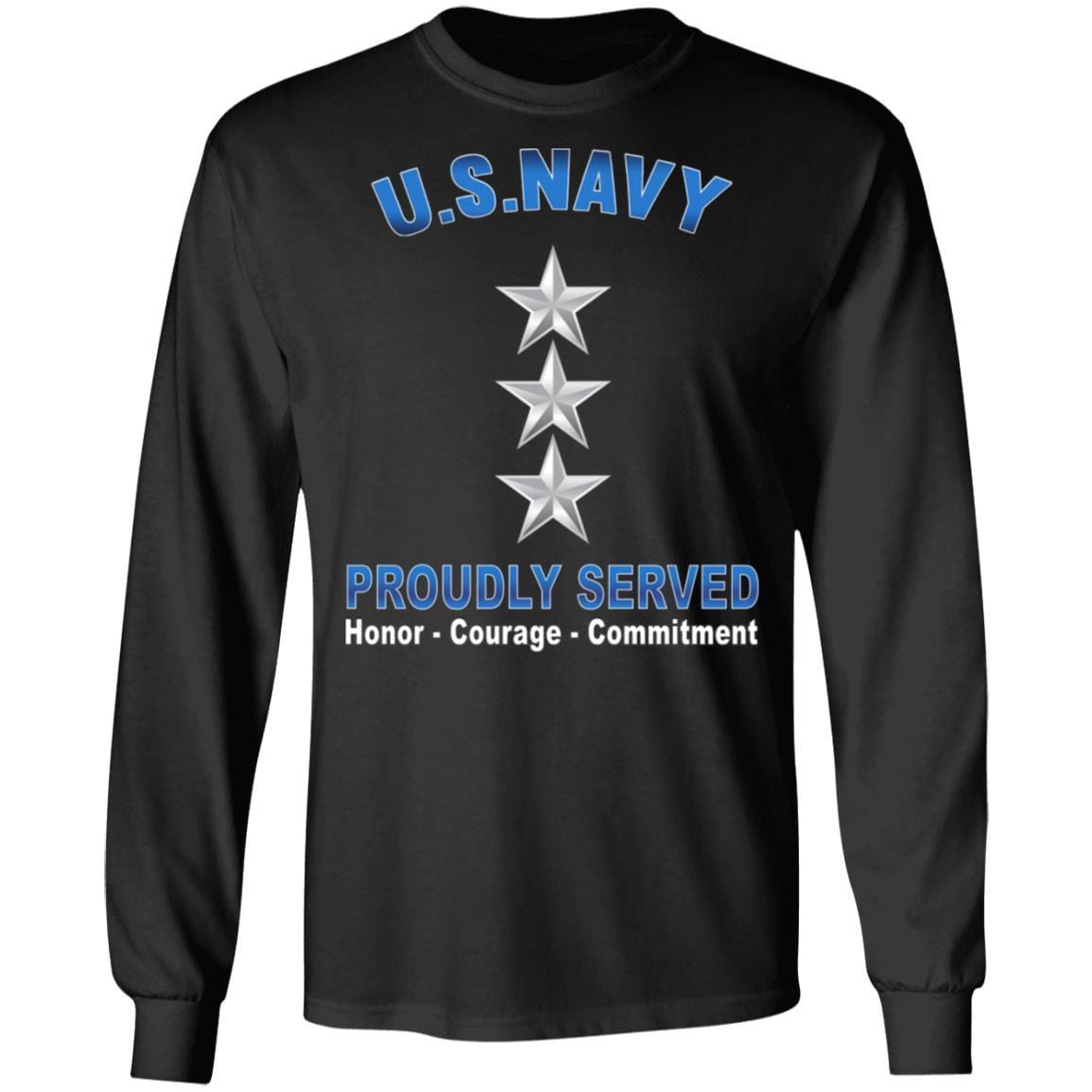 US Navy O-9 Vice Admiral O9 VADM Flag Officer Proudly Served T-Shirt On Front-Apparel-Veterans Nation