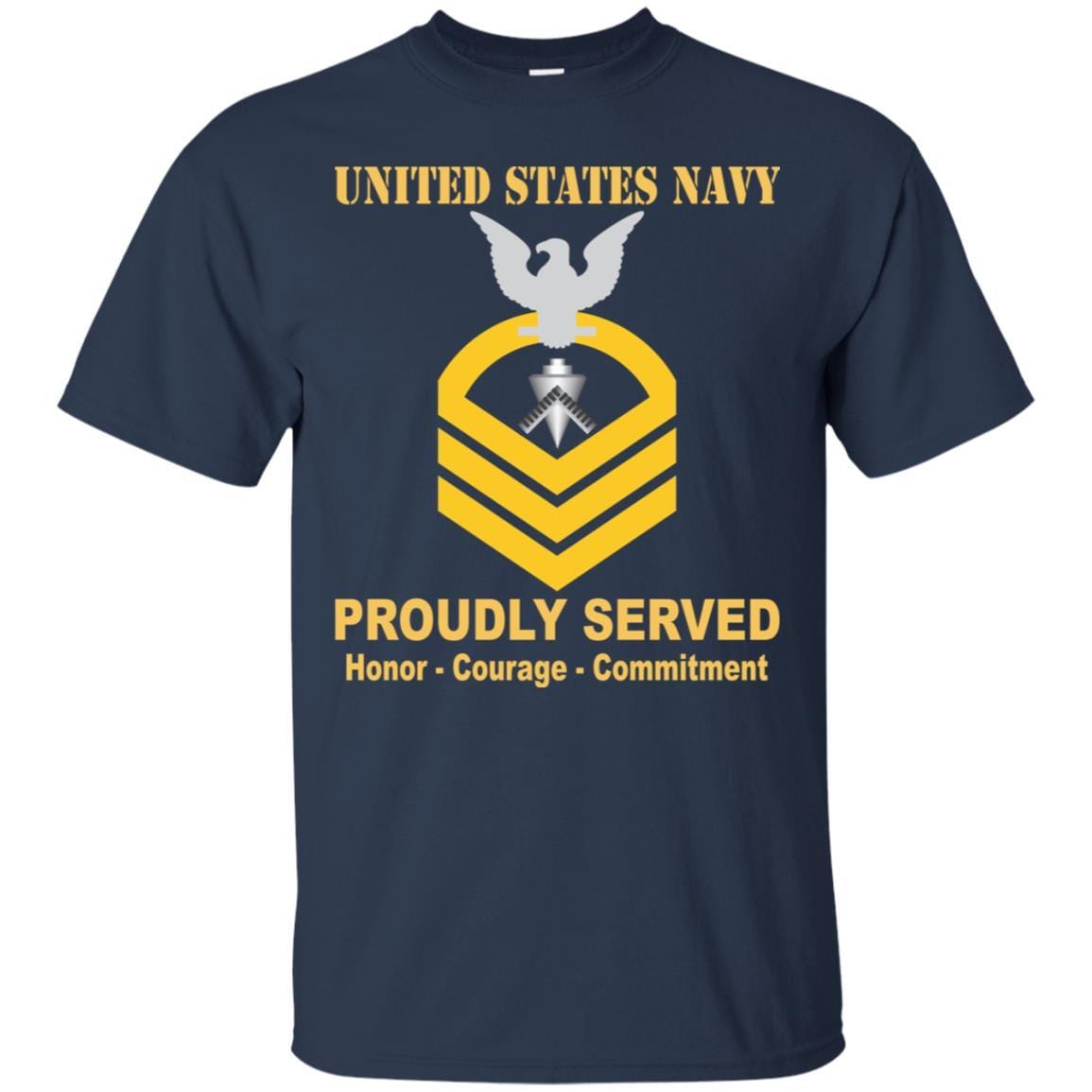 U.S Navy Builder Navy BU E-7 Rating Badges Proudly Served T-Shirt For Men On Front-TShirt-Navy-Veterans Nation