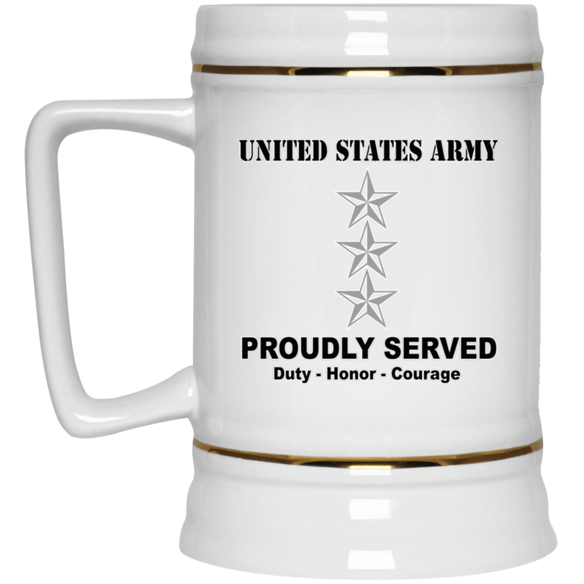 US Army O-9 Lieutenant General O9 LTG General Officer Ranks White Coffee Mug - Stainless Travel Mug-Mug-Army-Ranks-Veterans Nation