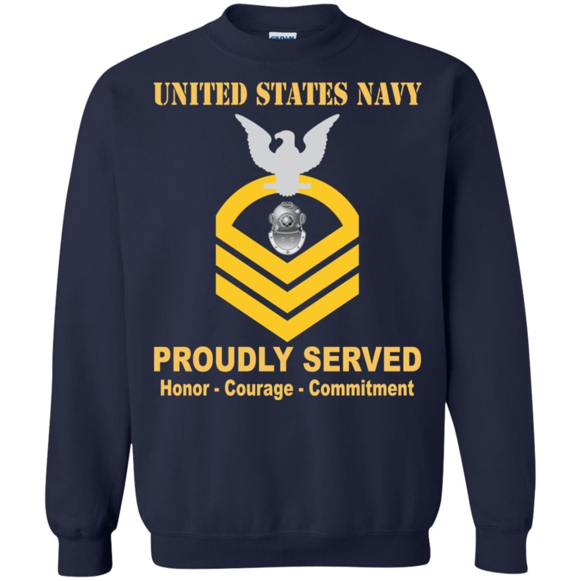 Navy Diver Navy ND E-7 Rating Badges Proudly Served T-Shirt For Men On Front-TShirt-Navy-Veterans Nation