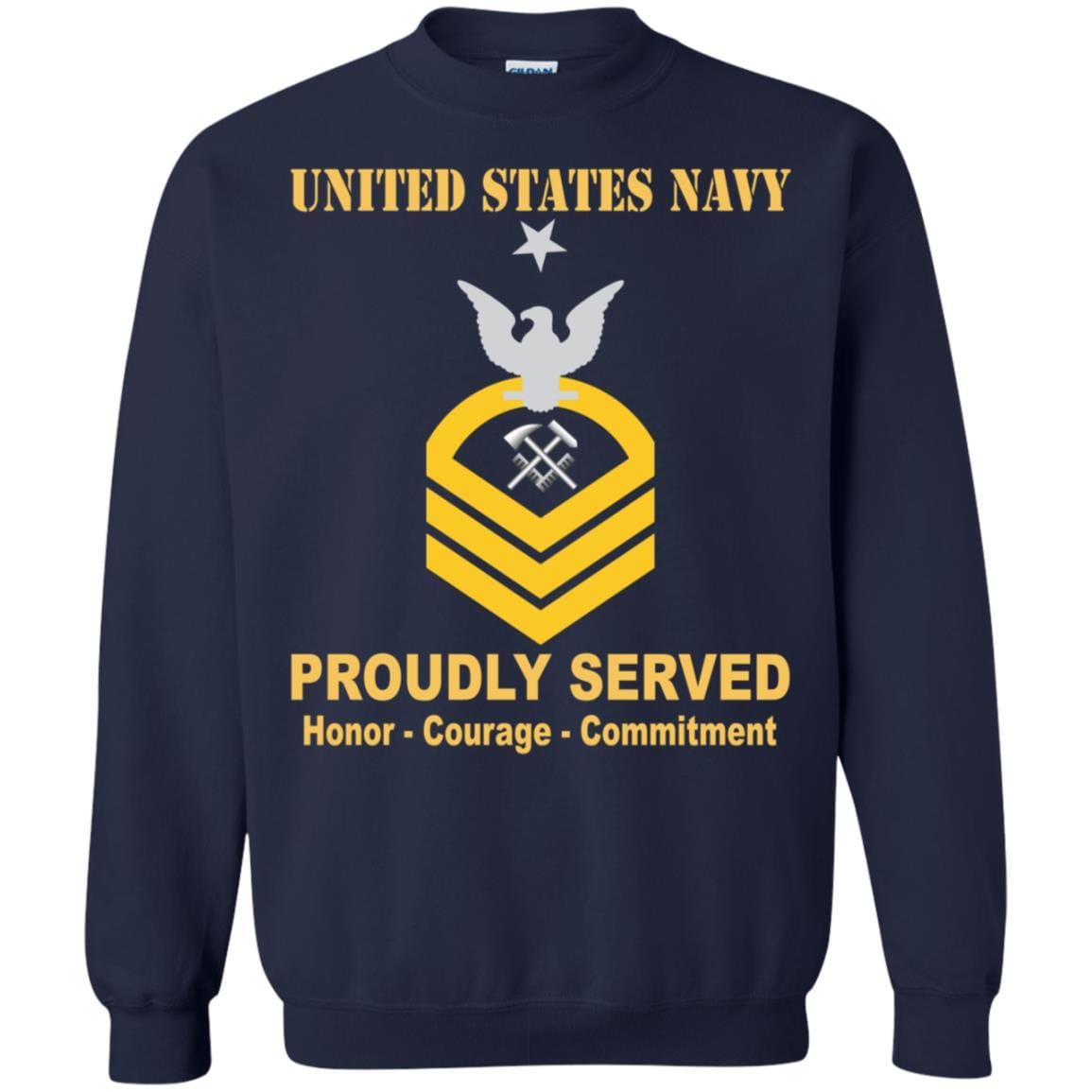 Navy Hull Maintenance Technician Navy HT E-8 Rating Badges Proudly Served T-Shirt For Men On Front-TShirt-Navy-Veterans Nation