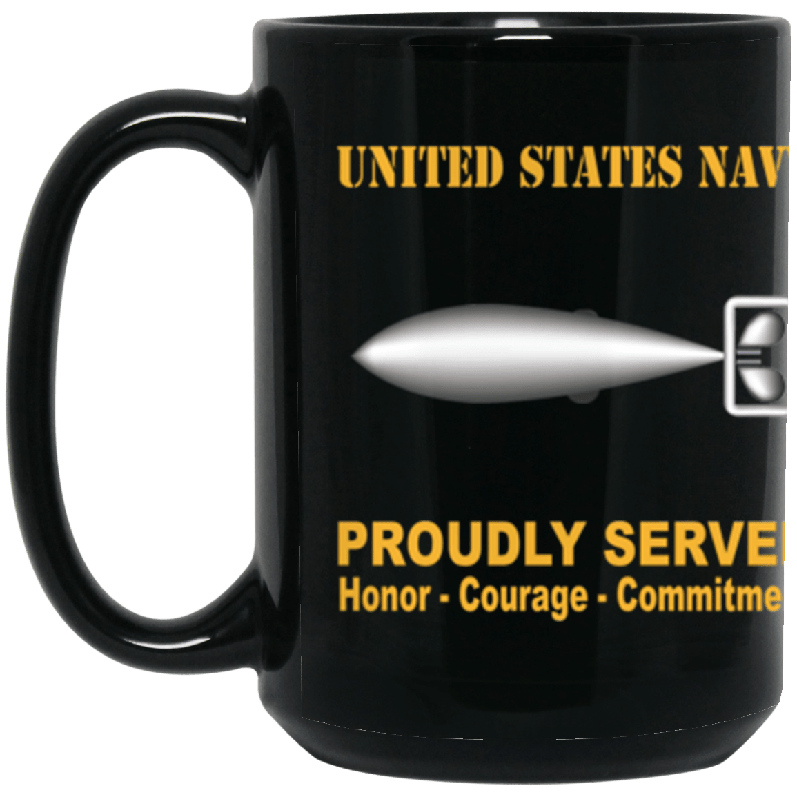 US Navy Torpedoman's mate Navy TM Proudly Served Core Values 15 oz. Black Mug-Drinkware-Veterans Nation