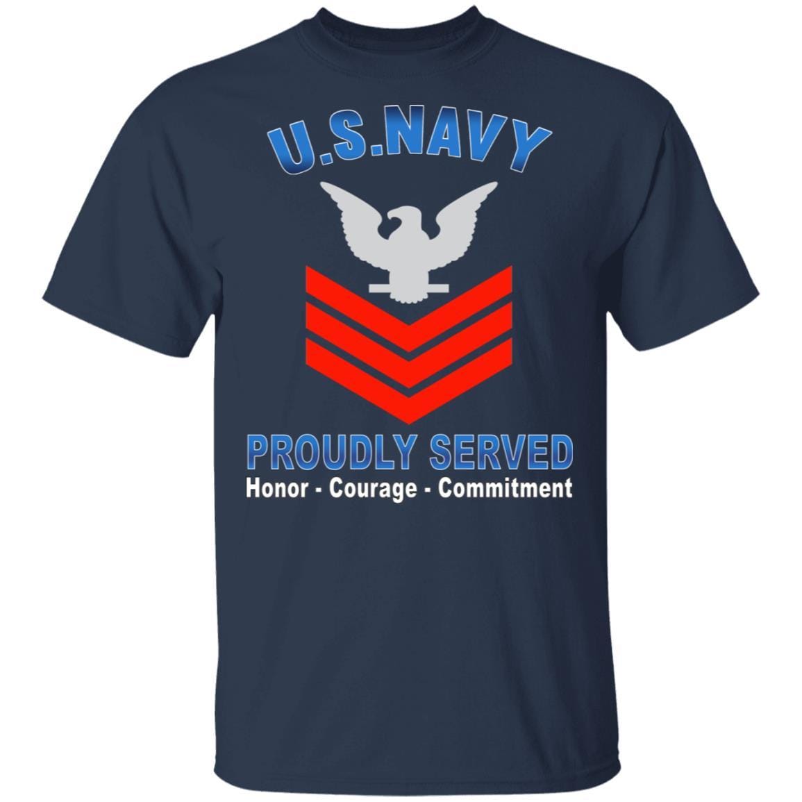 US Navy E-6 Petty Officer First Class E6 PO1 Collar Device Proudly Served T-Shirt On Front-Apparel-Veterans Nation