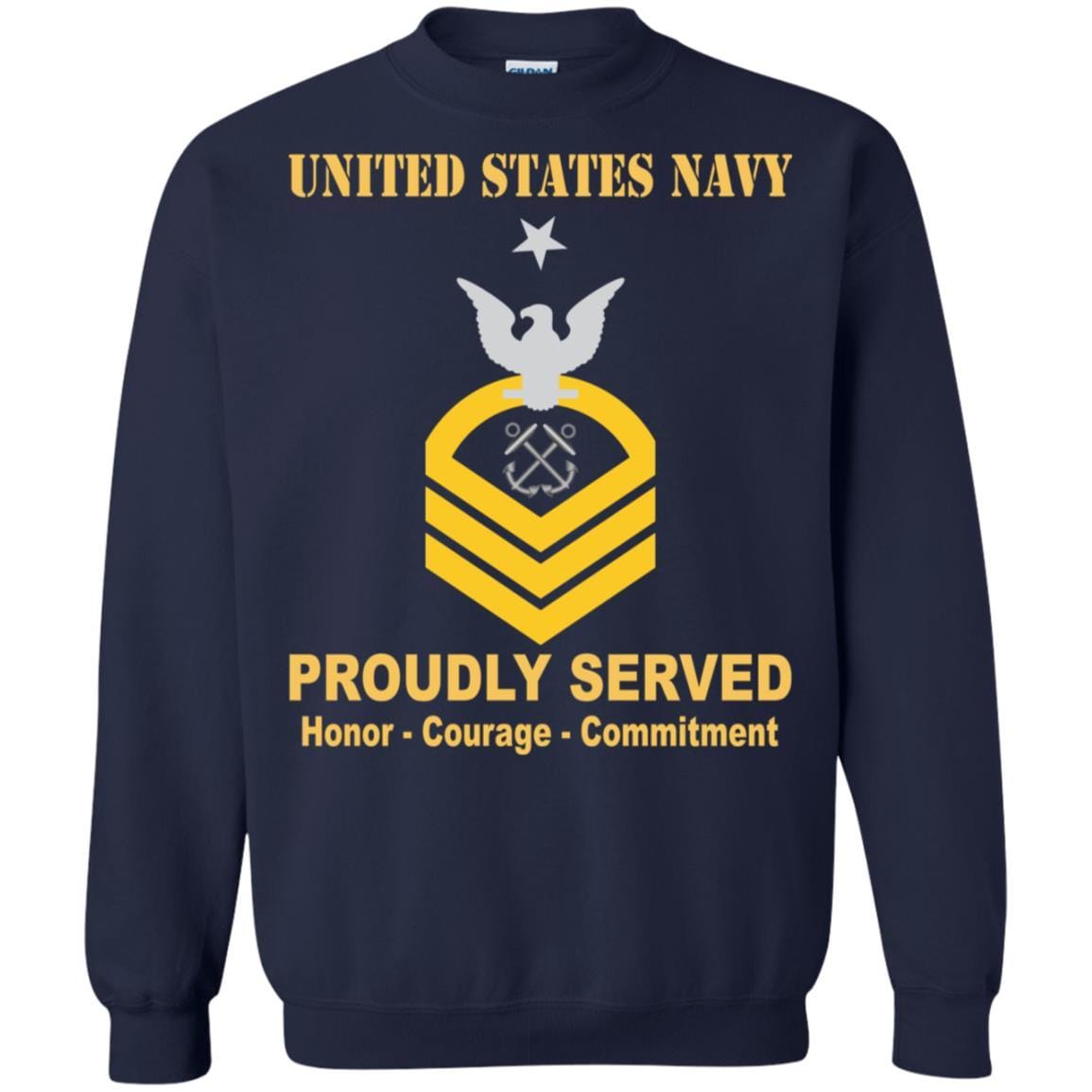 U.S Navy Boatswain's Mate Navy BM E-8 Rating Badges Proudly Served T-Shirt For Men On Front-TShirt-Navy-Veterans Nation