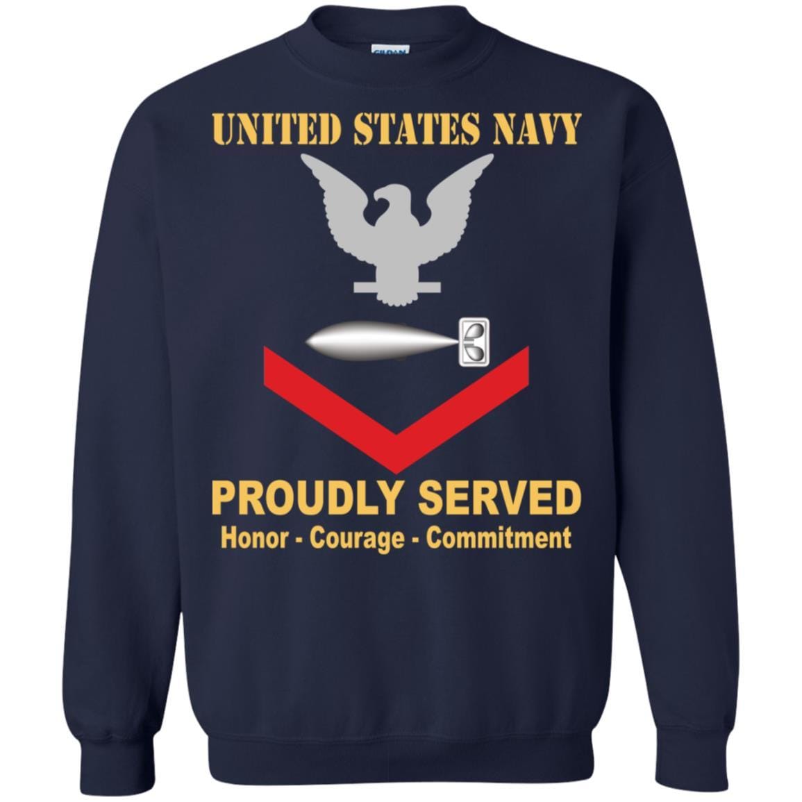 U.S Navy Torpedoman's mate Navy TM E-4 Rating Badges Proudly Served T-Shirt For Men On Front-TShirt-Navy-Veterans Nation