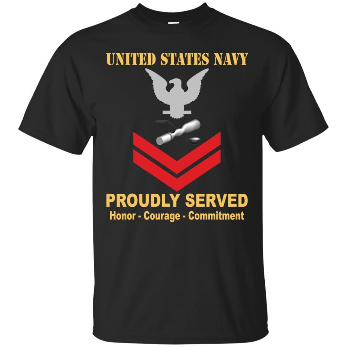 Navy Molder Navy ML E-5 Rating Badges Proudly Served T-Shirt For Men On Front-TShirt-Navy-Veterans Nation