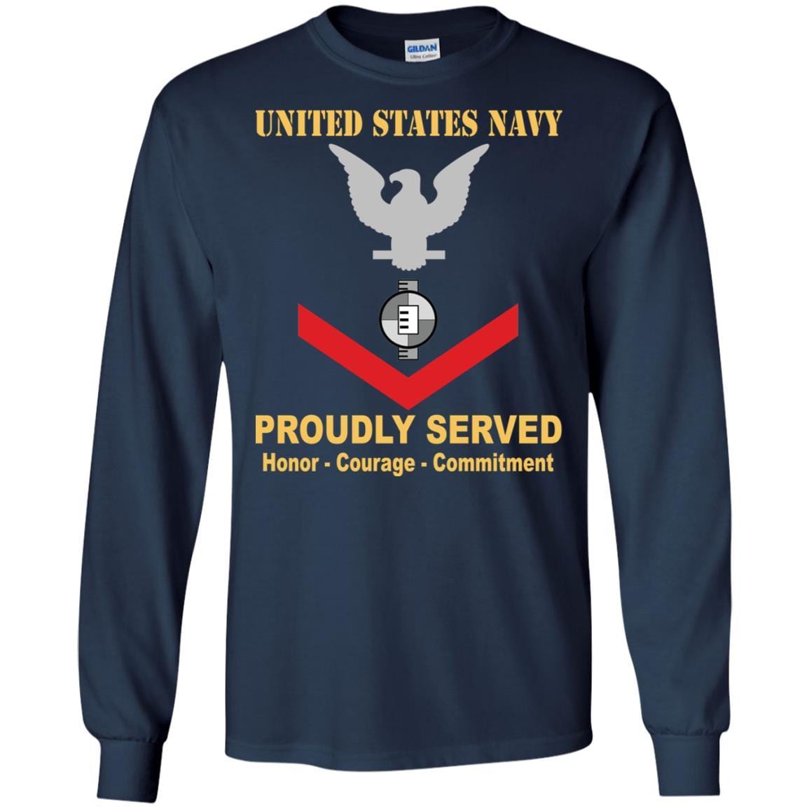 Navy Engineering Aide Navy EA E-4 Rating Badges Proudly Served T-Shirt For Men On Front-TShirt-Navy-Veterans Nation