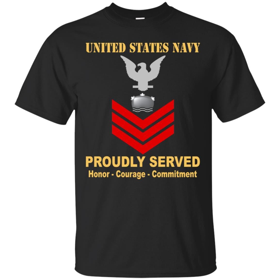 Navy Mineman Navy MN E-6 Rating Badges Proudly Served T-Shirt For Men On Front-TShirt-Navy-Veterans Nation