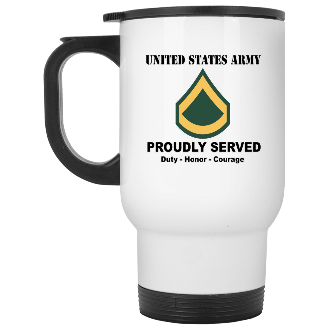 Army E-3 PFC E3 Private First Class Ranks White Coffee Mug - Stainless Travel Mug-Mug-Army-Ranks-Veterans Nation