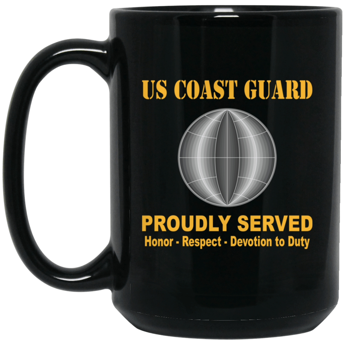 US Coast Guard Electrician's Mate EM Logo Proudly Served Black Mug 11 oz - 15 oz-Mug-USCG-Rate-Veterans Nation