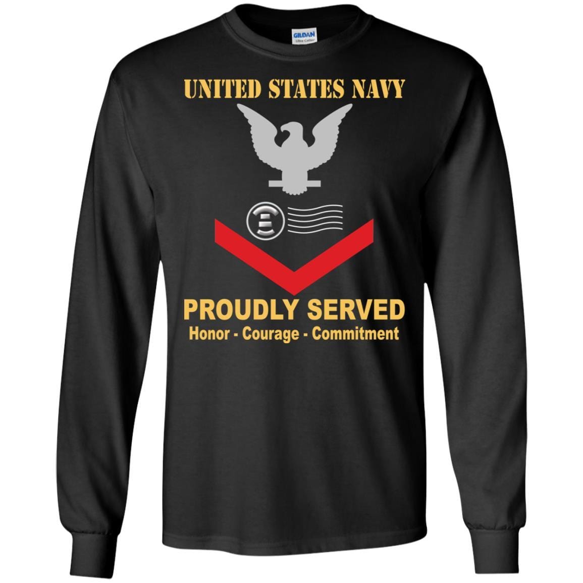 Navy Postal Clerk Navy PC E-4 Rating Badges Proudly Served T-Shirt For Men On Front-TShirt-Navy-Veterans Nation