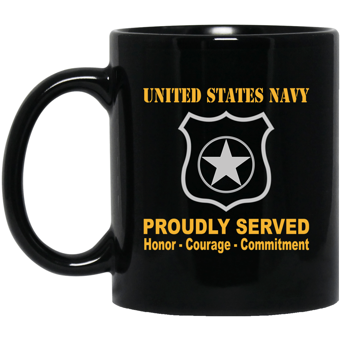 U.S Navy Master-at-arms Navy MA Proudly Served Black Mug 11 oz - 15 oz-Mug-Navy-Rate-Veterans Nation