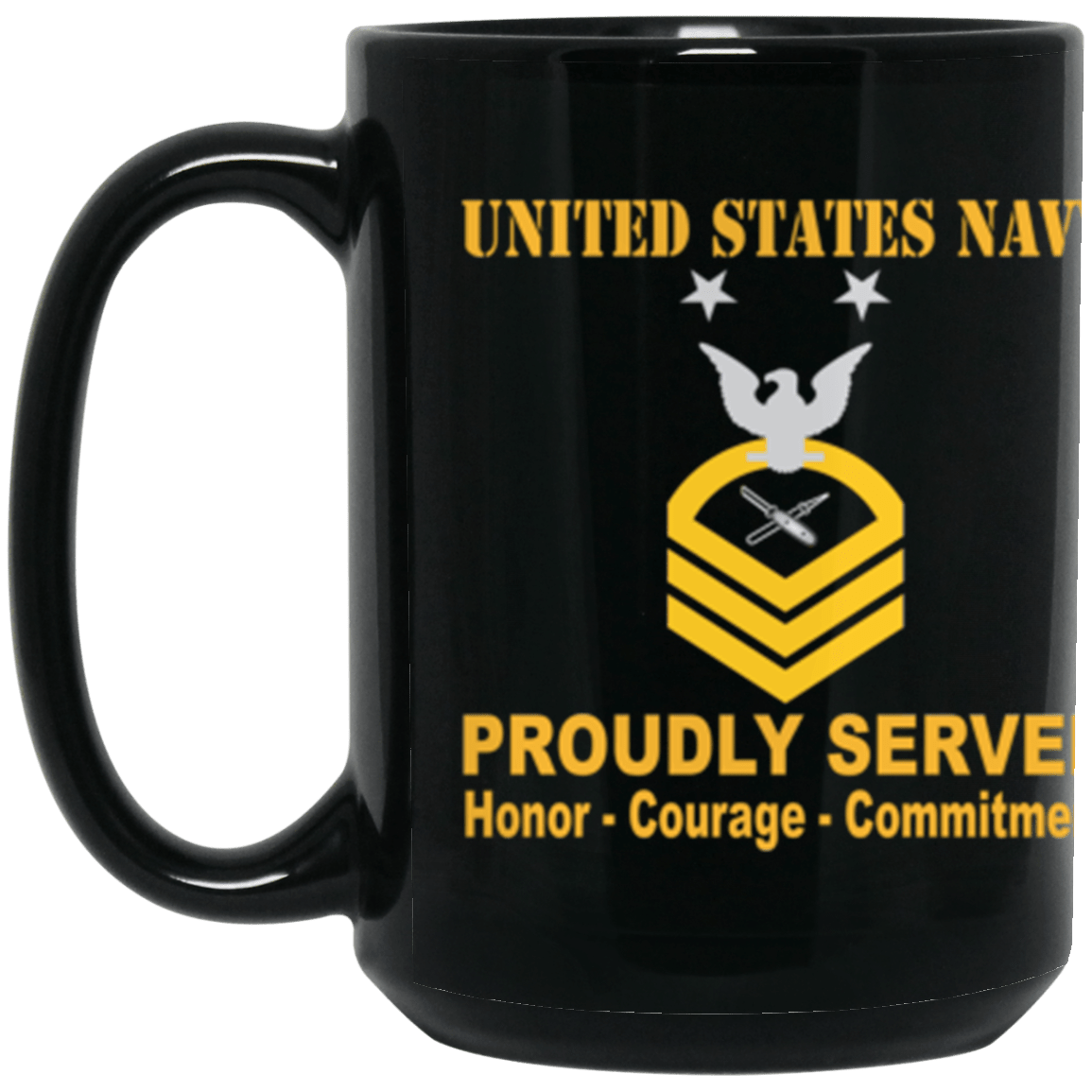 US Navy LI E-9 15 oz. Black Mug-Drinkware-Veterans Nation