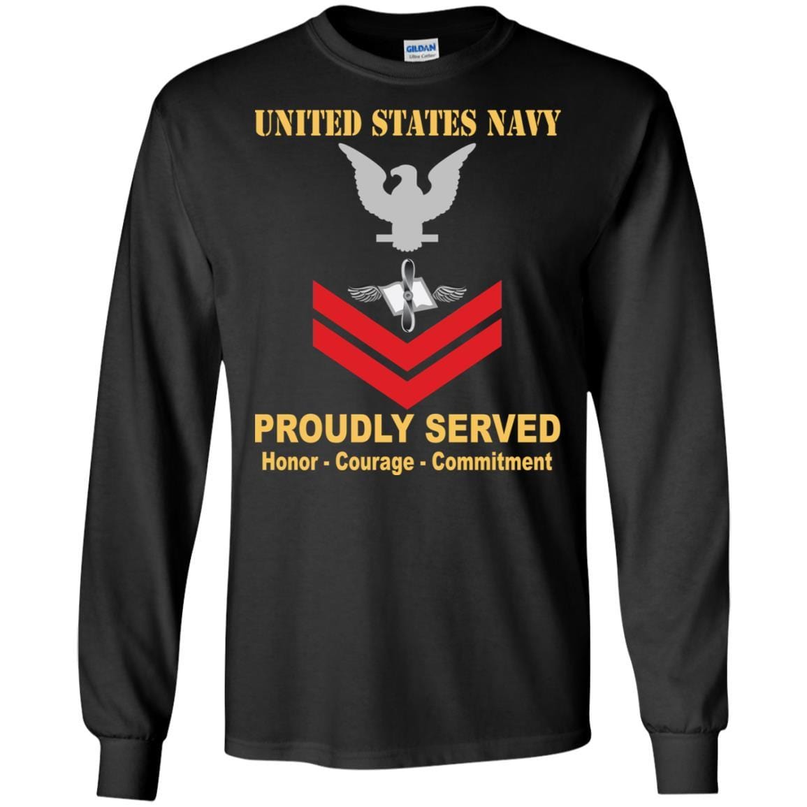 Navy Aviation Maintenance Administrationman Navy AZ E-5 Rating Badges Proudly Served T-Shirt For Men On Front-TShirt-Navy-Veterans Nation