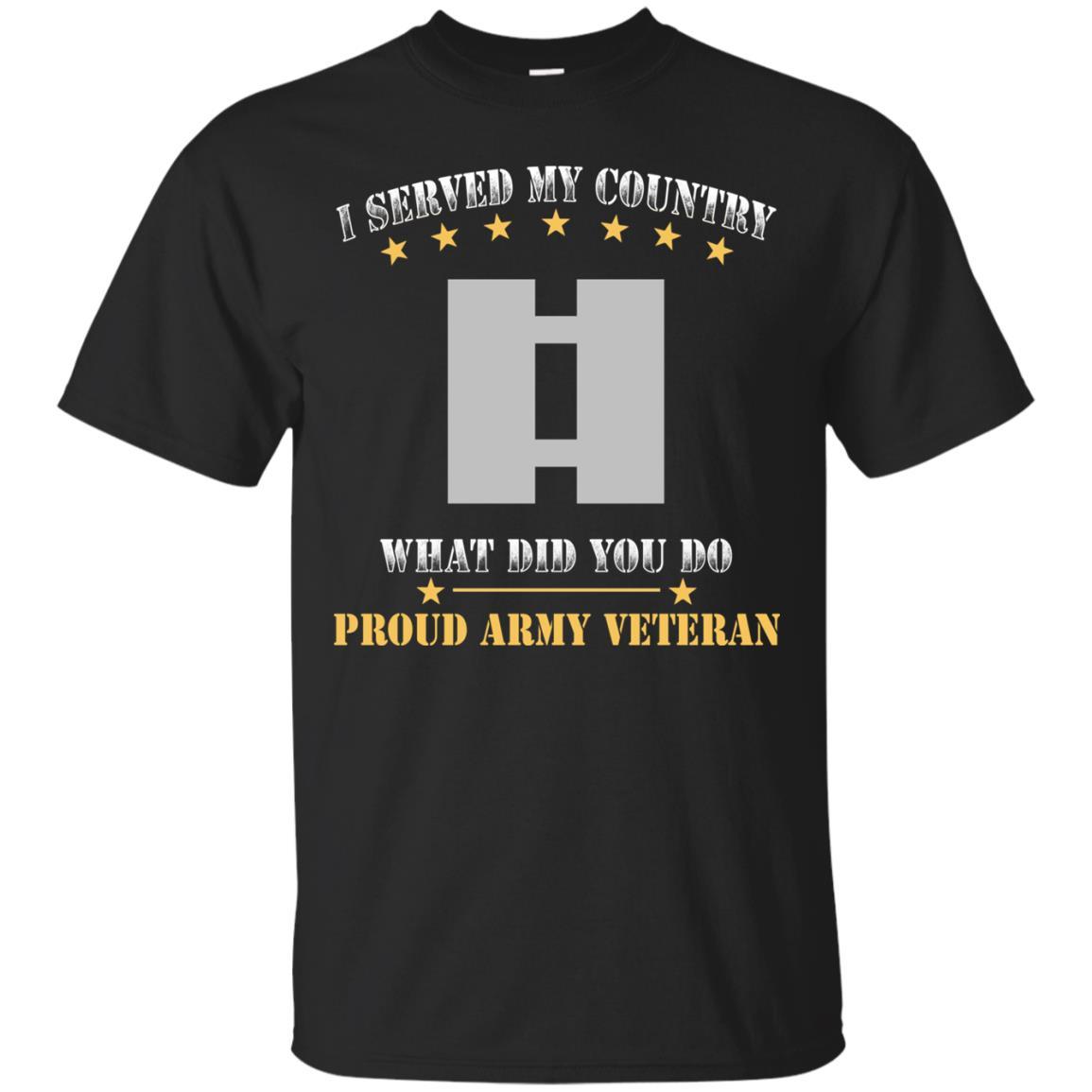 US Army O-3 Captain O3 CPT Commissioned Officer Ranks Men Front T Shirt - Proud US Army Veteran-TShirt-Army-Veterans Nation