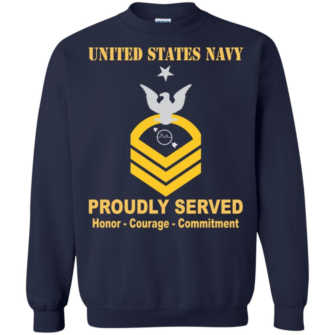 U.S Navy Operations specialist Navy OS E-8 Rating Badges Proudly Served T-Shirt For Men On Front-TShirt-Navy-Veterans Nation