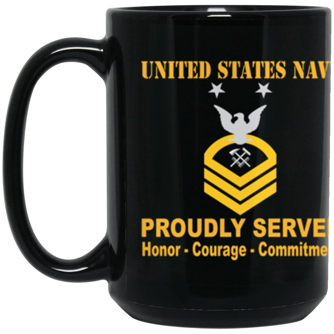 US Navy HT E-9 15 oz. Black Mug-Drinkware-Veterans Nation