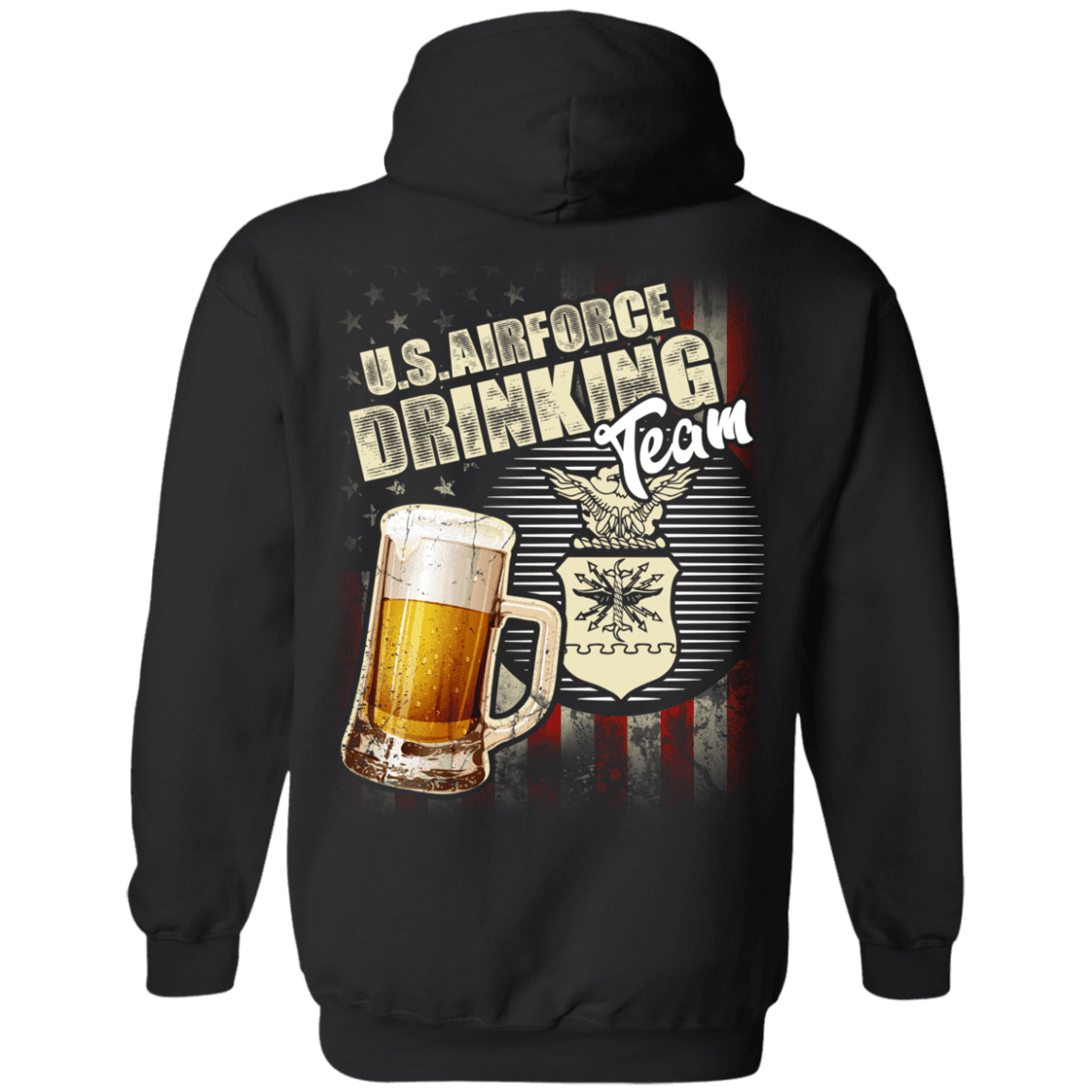 US Air Force Drinking Beer Team Back T Shirts-TShirt-USAF-Veterans Nation