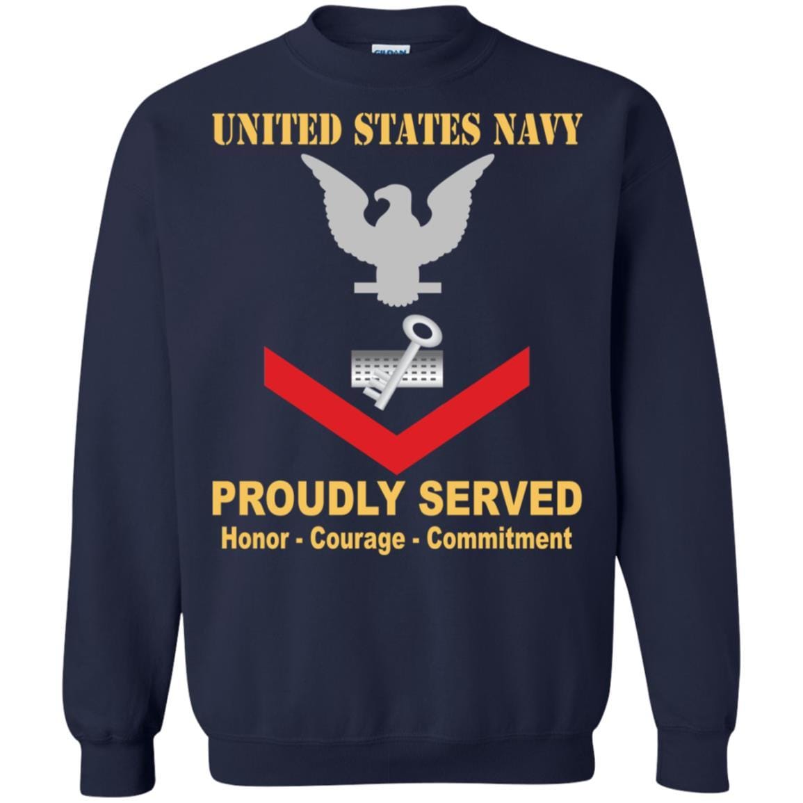 Navy Disbursing Clerk Navy DK E-4 Rating Badges Proudly Served T-Shirt For Men On Front-TShirt-Navy-Veterans Nation