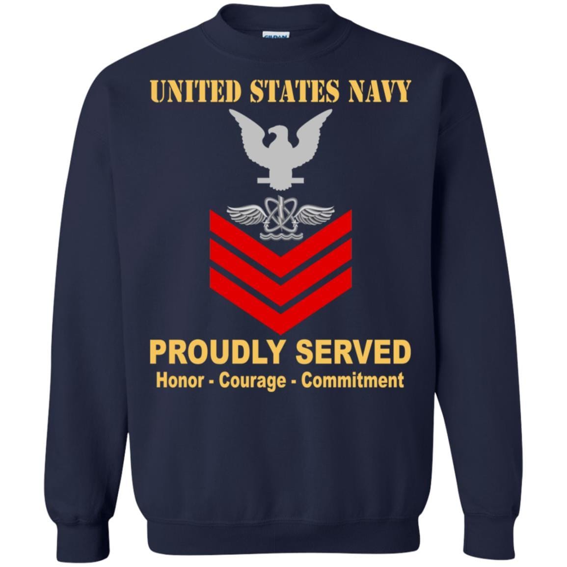 U.S Navy Naval aircrewman Navy AW E-6 Rating Badges Proudly Served T-Shirt For Men On Front-TShirt-Navy-Veterans Nation