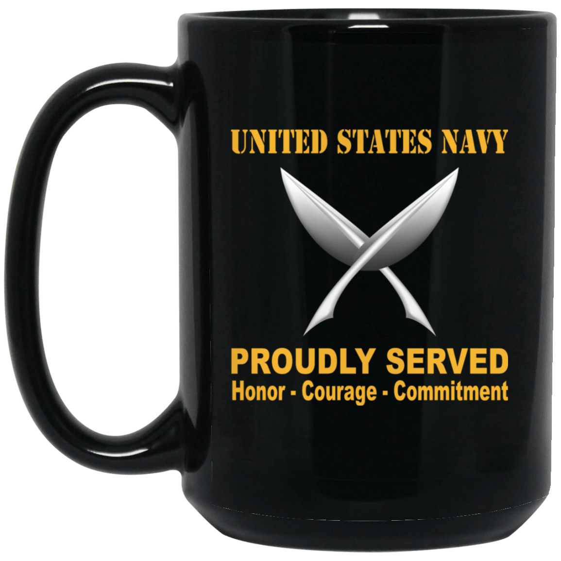 U.S Navy Yeoman Navy YN Proudly Served Black Mug 11 oz - 15 oz-Mug-Navy-Rate-Veterans Nation