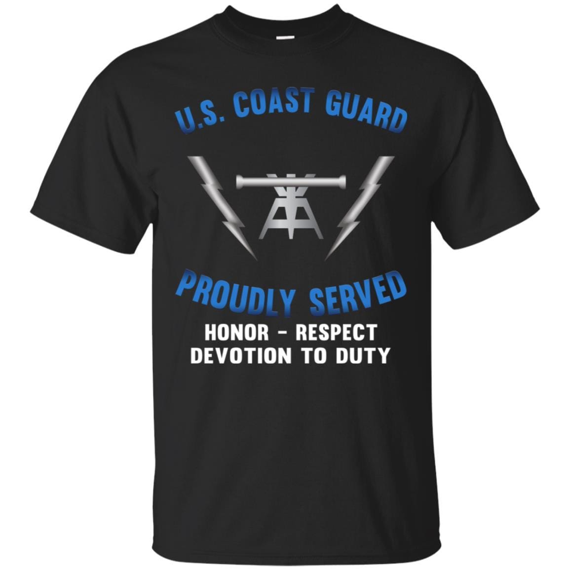 US Coast Guard Fire Control Technician FT Logo Proudly Served T-Shirt For Men On Front-TShirt-USCG-Veterans Nation