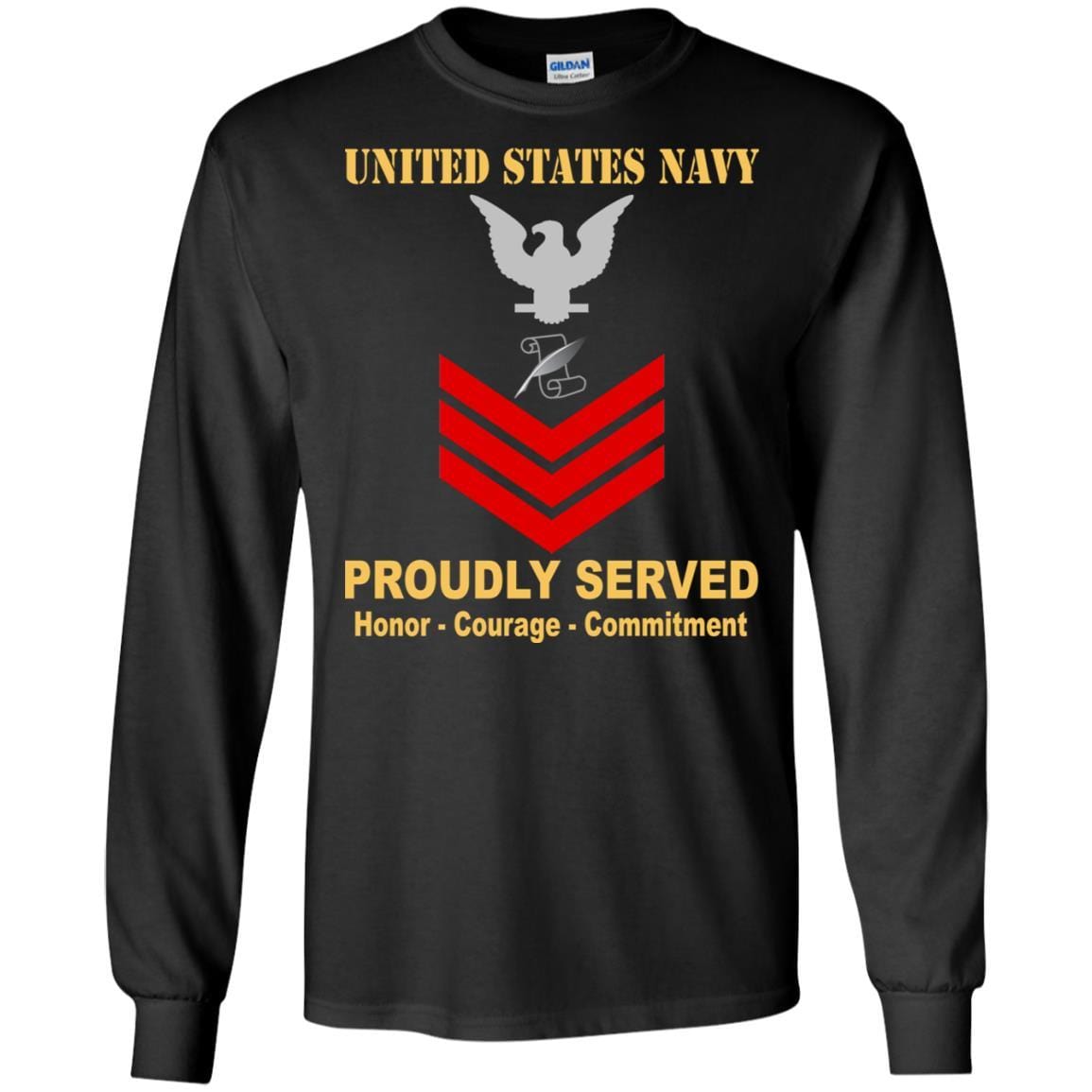 Navy Journalist Navy JO E-6 Rating Badges Proudly Served T-Shirt For Men On Front-TShirt-Navy-Veterans Nation