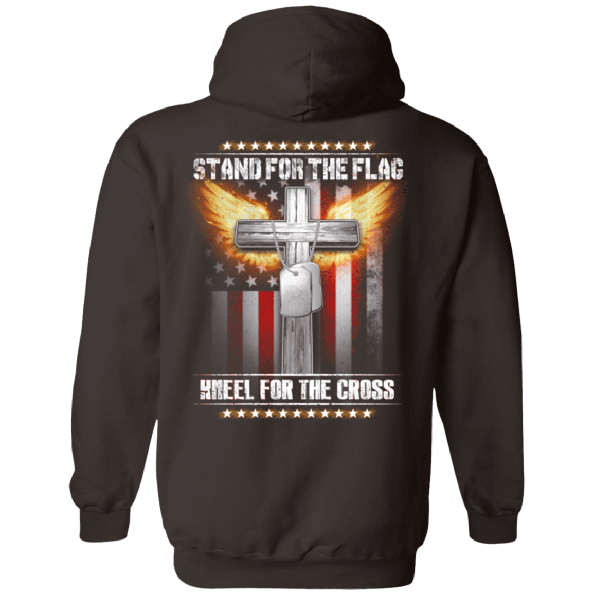 Military T-Shirt "Veteran - Stand For The Flag Kneel For The Cross" - Men Back-TShirt-General-Veterans Nation