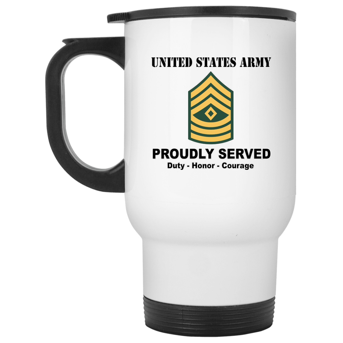 US Army E-8 First Sergeant E8 1SG Noncommissioned Officer Ranks White Coffee Mug - Stainless Travel Mug-Mug-Army-Ranks-Veterans Nation