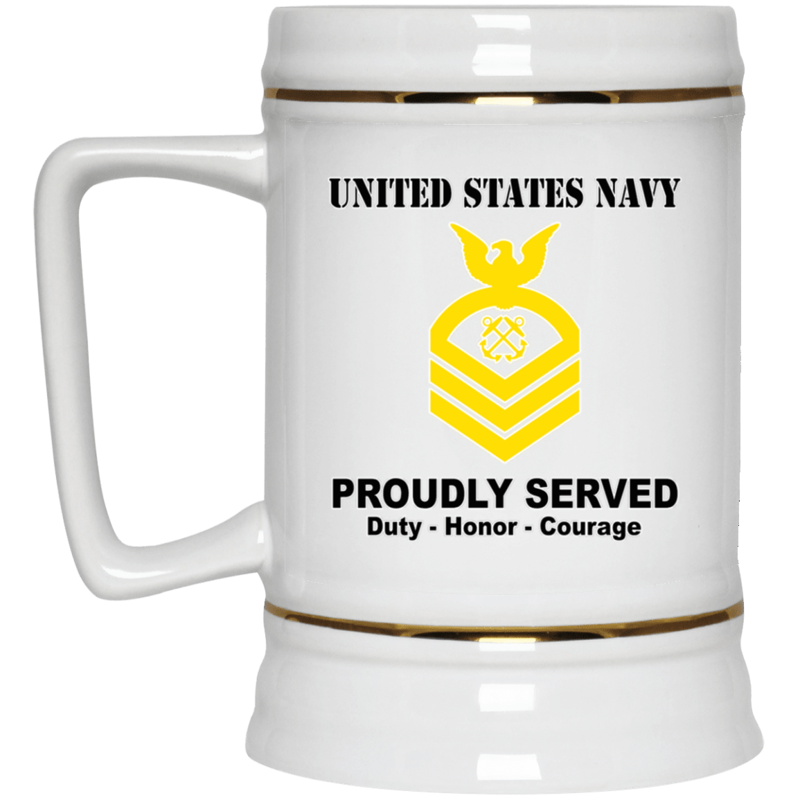 US Navy E-7 Chief Petty Officer E7 CPO Senior Noncommissioned Officer Ranks T shirt White Coffee Mug - Stainless Travel Mug-Mug-Navy-Collar-Veterans Nation