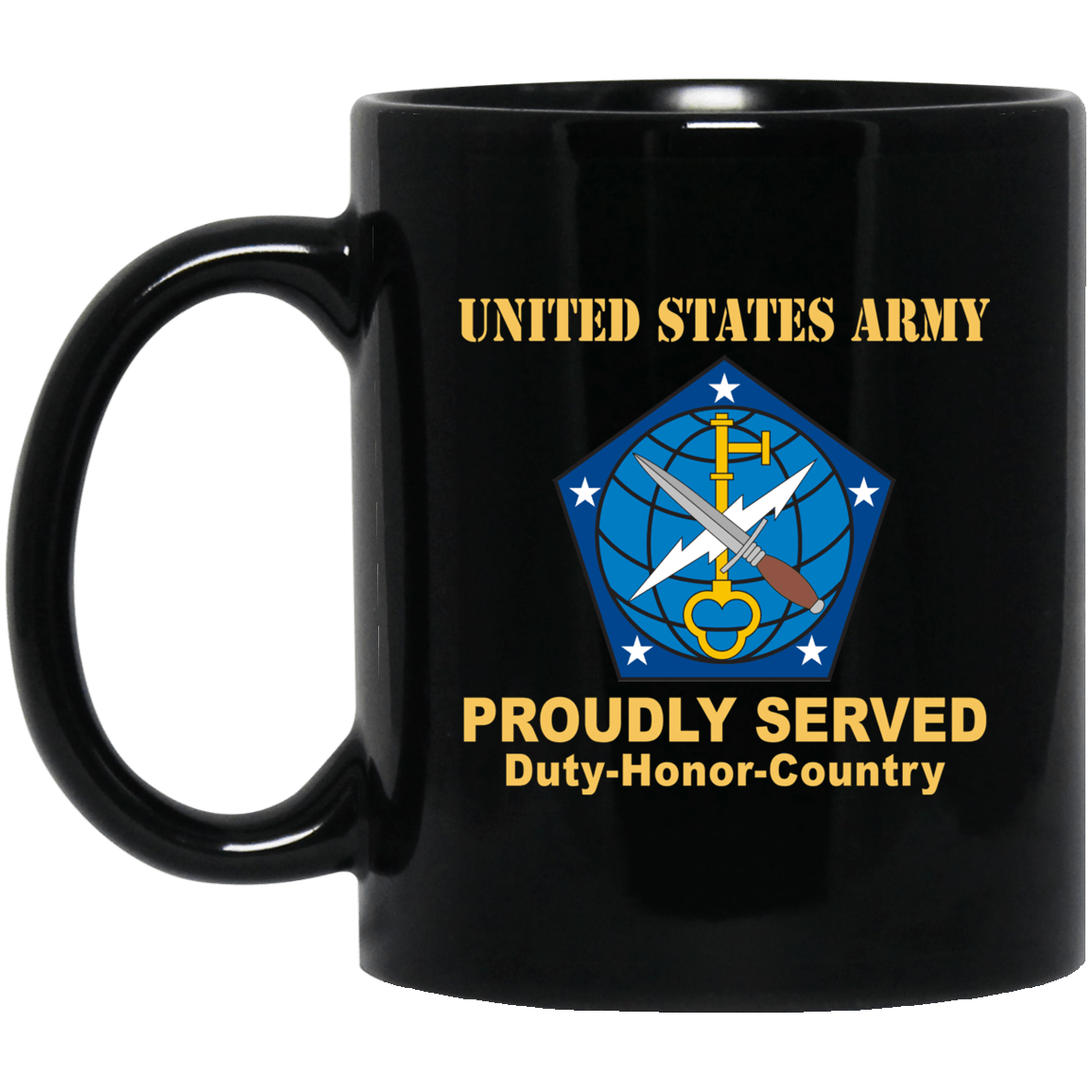 US ARMY 704TH MILITARY INTELLIGENCE BRIGADE- 11 oz - 15 oz Black Mug-Mug-Army-CSIB-Veterans Nation