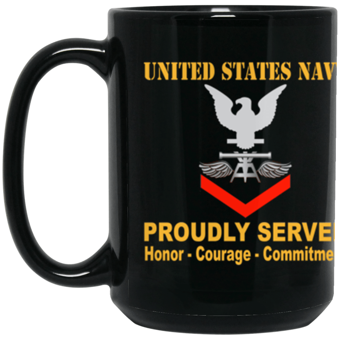 US Navy Aviation Fire Control Tech Navy AQ E-4 15 oz. Black Mug-Mug-Navy-Rating-Veterans Nation