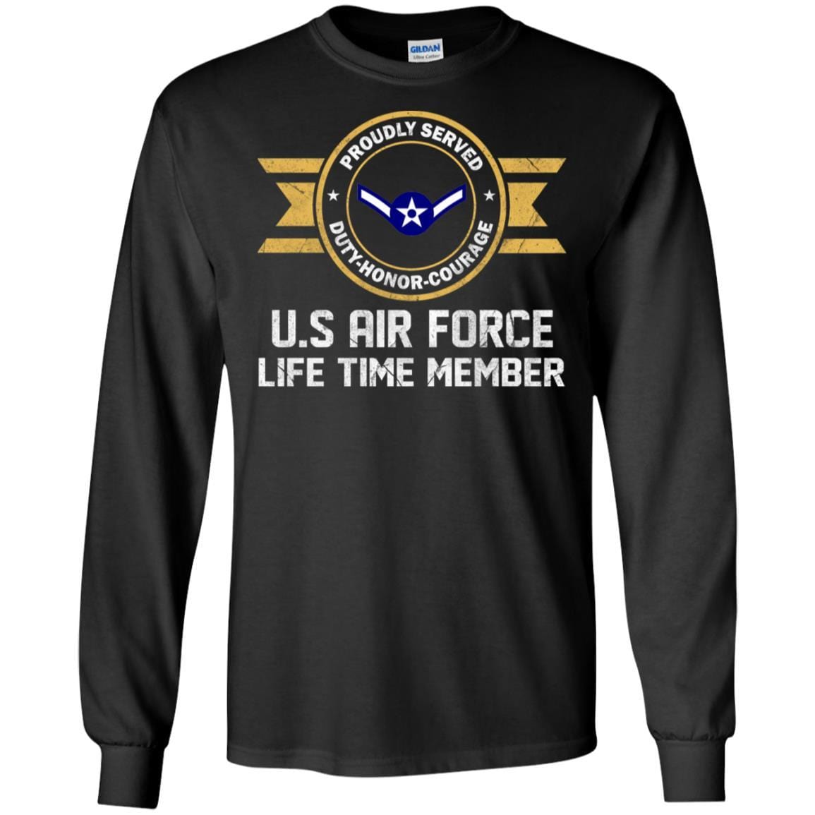 Life time member-US Air Force E-2 Airman Amn E2 Ranks Enlisted Airman Rank Men T Shirt On Front-TShirt-USAF-Veterans Nation