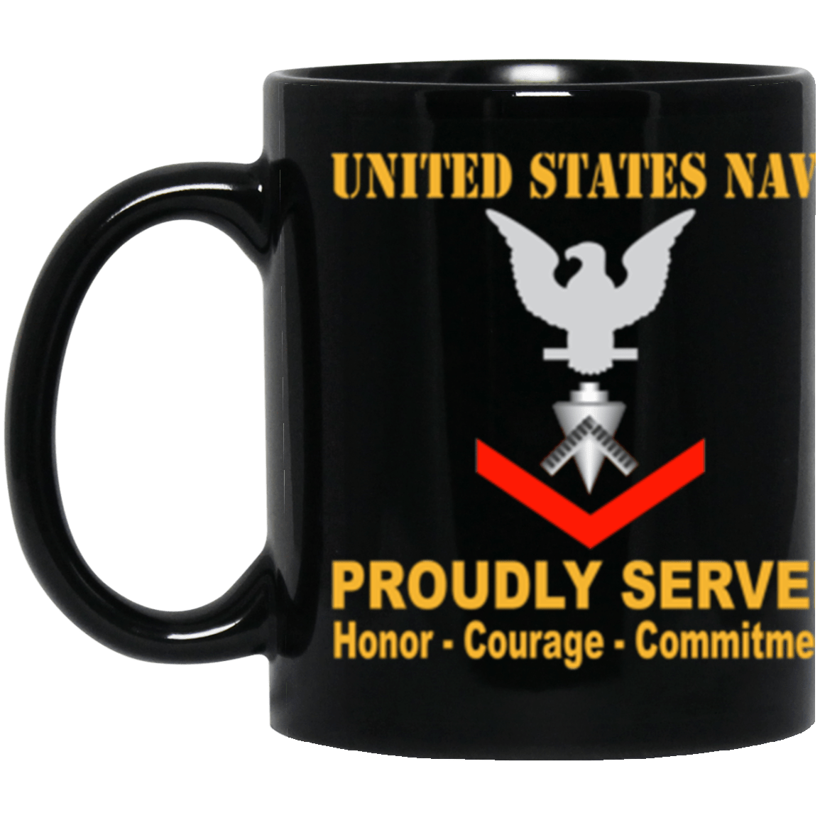 US Navy Builder Navy BU E-4 11 oz. Black Mug-Drinkware-Veterans Nation